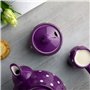 City to Cottage | Sucrier Pot de sucre | violet à pois blancs en céramique avec couvercle fait et peint à la main