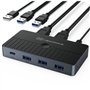 Wrtysully Boîtier de Commutation de Partage D'Ordinateurs USB3.0 2 Entrées 4 Sorties KVM 2x4 Sélecteur de Commutateur USB 3.0 po
