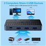 Wrtysully Boîtier de Commutation de Partage D'Ordinateurs USB3.0 2 Entrées 4 Sorties KVM 2x4 Sélecteur de Commutateur USB 3.0 po