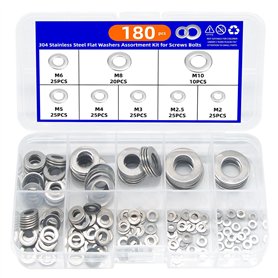 Kit D'assortiment De 180 Rondelles Plates En Acier Inoxydable 304 For Vis