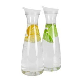 Gbloodst Lot de 2 bidons d'eau en plastique de 1 l avec couvercles rabattables blancs