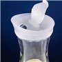 Gbloodst Lot de 2 bidons d'eau en plastique de 1 l avec couvercles rabattables blancs, cruches incassables recyclables et alimen
