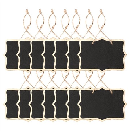 casstaly 14X Mini Tableaux Noirs Panneaux Suspendus Tableau Noir Rectangle Babillard Double Face pour Les Mariages