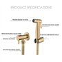 Ronlok Bidet de salle de bain, WC, kit de robinetterie, or brossé, un bidet, pulvérisateur, douche avec valve d'arrêt