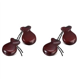 Lioggyet 2 paires de castagnettes espagnoles flamandes avec corde manuel en bois traditionnel (marron)
