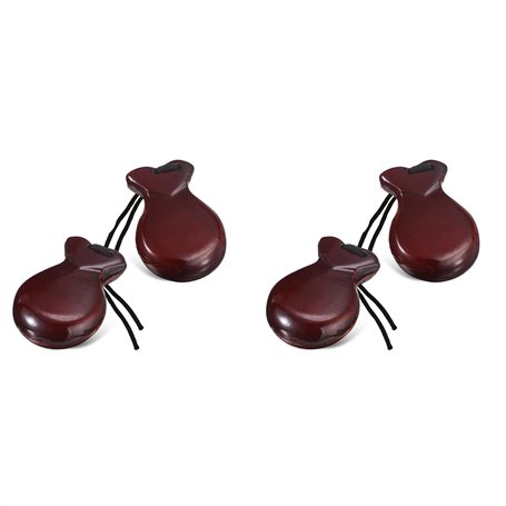 Lioggyet 2 paires de castagnettes espagnoles flamandes avec corde manuel en bois traditionnel (marron)