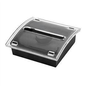 Kueohse - Distributeur de notes - Base noire - Partie supérieure transparente - Support pour notes adhésives 3 x 3 - Accessoires