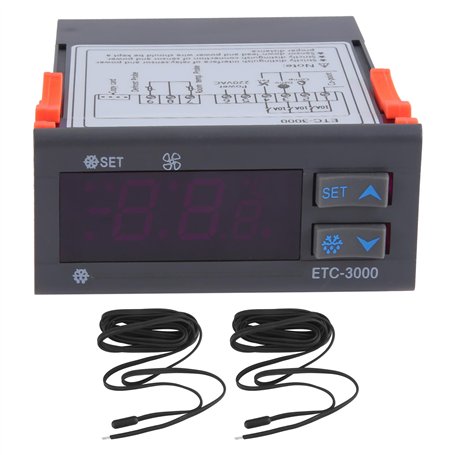 Xiniy ETC-3000 Mini RéGulateur de TempéRature RéFrigéRateur Thermostat RéGulateur ThermoréGulateur Double Capteur 220 V 40% de R