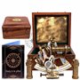 Kelvin & Hughes Sextant nautique en laiton antique avec boîte en bois et 2 télescopes supplémentaires
