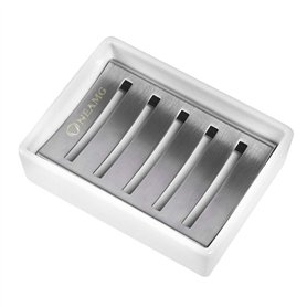 OneAmg Porte-Savon en céramique SUS304 en Acier Inoxydable Double Couche Porte Savon Douche Drainante Savon Boîte pour Salle de