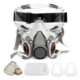 GWCYMYD Masque respiratoire avec lunettes de protection et filtre à gaz en silicone 20 x 13 x 14 cm Double filtration Masque ant