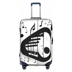 SHuWeiD Housse de protection pour bagage en polyester lavable avec notes de musique noir et blanc