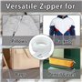Fermeture éclair sans fin de 10 m avec fermeture éclair – Longue fermeture éclair en nylon avec 20 tirettes blanches, idéale pou