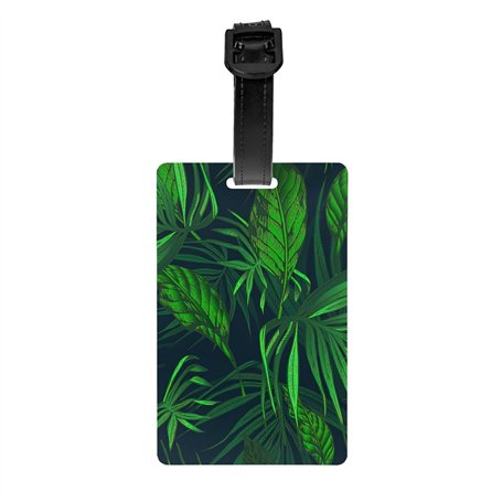 Étiquettes à bagages imprimées vertes de plantes tropicales pour valises