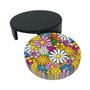 Dessin animé mignon fleurs rotondité dessous de verre en cuir (6 pièces) dessous de verre de protection de table pour table bass