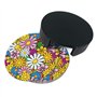 Dessin animé mignon fleurs rotondité dessous de verre en cuir (6 pièces) dessous de verre de protection de table pour table bass