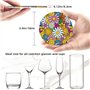 Dessin animé mignon fleurs rotondité dessous de verre en cuir (6 pièces) dessous de verre de protection de table pour table bass