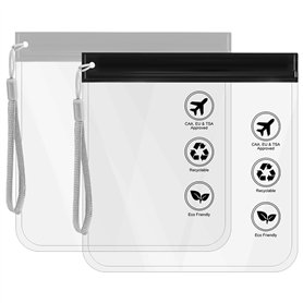 Lot de 4 sacs de sécurité pour liquides d'aéroport (noir et gris)