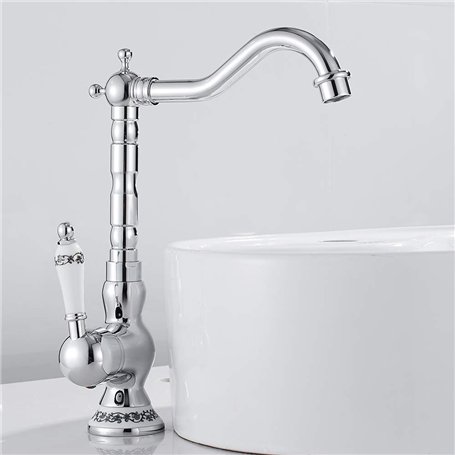 Mitigeur lavabo retro poignées en céramique pivotant à 360°