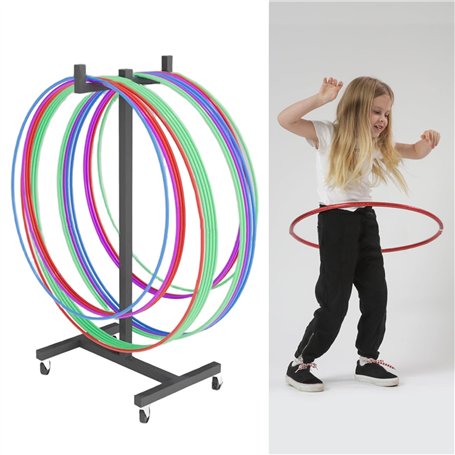 ZIMGOD Support Cerceau Hula Hoop Support de Rangement en Métal Noir pour Cerceau/Corde à Sauter