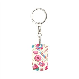 LIXLZH Sweet Lollipop Cupcake Print Cute Keychains Car Key chains Double Face Tags Rectangle Women Men Pendentif