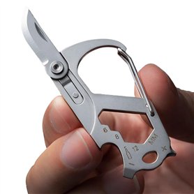 iMQUVTY Porte-clés EDC 8 en 1 - Mousqueton - Outil multifonction - Facile à transporter - Ouvre-bouteille d'urgence - Clé - Tour
