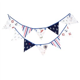 JZK 3.5m Bleu Bruant de fête Drapeau Triangle bannière en Tissu Drapeaux Fanion chaîne pour baptême d'anniversaire de garçon Bap