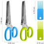 Lot de 2 en acier inoxydable Ciseaux à Herbes, Sourceton multi-usage de cuisine cisaillement avec 5 lames et brosse de nettoyage