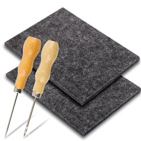 BETESSIN 2Pcs Tampons Feutrage pour Poinçons avec 2 Punaises en Bois Aiguille Piquer et Tapis Feutré Tapis de Piquage Enfant Adu