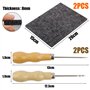 BETESSIN 2Pcs Tampons Feutrage pour Poinçons avec 2 Punaises en Bois Aiguille Piquer et Tapis Feutré Tapis de Piquage Enfant Adu