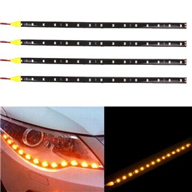 TABEN Lot de 4 bandes lumineuses LED flexibles 12 V pour voiture et moto 30 cm Ambre 1210-15SMD