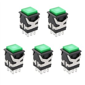 Be In Your Mind 5PC 2NO + 2NC 3A/250V AC Interrupteur à Bouton-poussoir Momentané Lumière LED Verte Bouton-poussoir Carré pour M