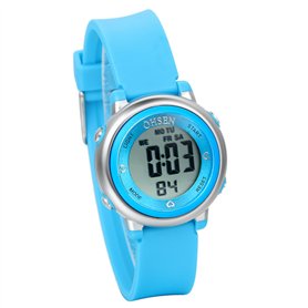 JewelryWe Montre de Sport Enfant Eléctronique Numérique Etanche Rond Cadran Digital Bracelet Caoutchouc Multifonction avec Sac B
