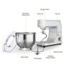 Robot Petrin, Robot Pâtissier Multifonctions de Cuisine, 6 Vitesses Robot Pétrin a Pain avec Bol, 4.8L Robot Patissier Puissant 