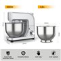 Robot Petrin, Robot Pâtissier Multifonctions de Cuisine, 6 Vitesses Robot Pétrin a Pain avec Bol, 4.8L Robot Patissier Puissant 