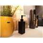 BoBoU Lot de 2 distributeurs de savon en verre - 350 ml - Noir mat - Surface en céramique avec design rétro - Tête de pompe noir