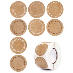 BETESSIN 500pcs Autocollant en Papier Kraft 4cm