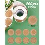 BETESSIN 500pcs Autocollant en Papier Kraft 4cm, Étiquettes Adhésives Personnalisées Rond Sticker Guirlande pour DIY Cadeaux Env