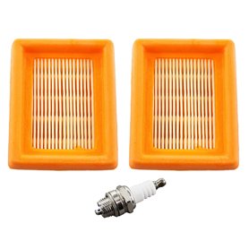 MCHNIC Lot de 2 filtres à air avec Bougie d'allumage pour Stihl FS120 FS200 FS250 FS300 FS350 FS400 FS450 FS480 BT120 BT121 BT13