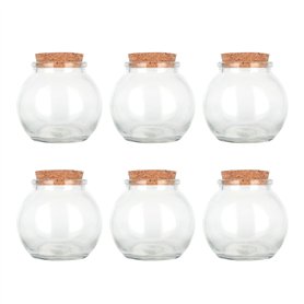 Magic Season Bouteilles en Verre Décoratives avec Bouchons en Liège (100 ml Bouteilles Sphériques / 6 Pièces)