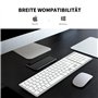 LeadsaiL Clavier sans fil 2,4 GHz - Taille compacte QWERTZ - Disposition allemande avec pavé numérique - Butée silencieuse - Nan