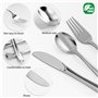 Nkaiso 150 Pièces Argent Couverts Réutilisables, 40 Fourchettes, Cuillères & Couteaux, Réutilisables Vaisselle Parfaits pour les