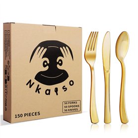 Nkaiso 150 Pièces Or Couverts Réutilisables