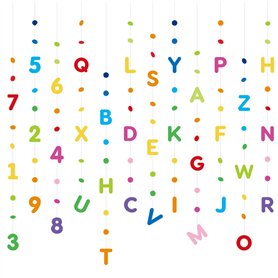12Pcs Décoration à Suspendre Rentrée Scolaire Guirlande Lettre Nombre Point Multicolore Bannière Enfant pour Maternelle Chambre