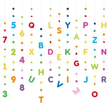 12Pcs Décoration à Suspendre Rentrée Scolaire Guirlande Lettre Nombre Point Multicolore Bannière Enfant pour Maternelle Chambre