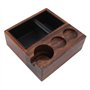 Support de tassage à café en bois 4 en 1 en noyer avec boîte à scories