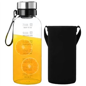 Bouteille d'eau avec marqueur temporel 2L Clear High Borosilicate Glass Water Bottes avec lanière