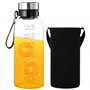 Bouteille d'eau avec marqueur temporel 2L Clear High Borosilicate Glass Water Bottes avec lanière