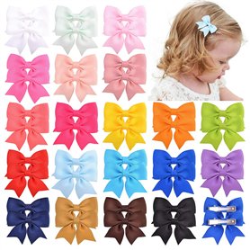 Lot de 40 barrettes à cheveux en ruban gros-grain pour filles
