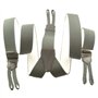 Bretelles à Boutons et Tresses Gris Unies - Bretelles larges vintage - Longueur 120 cm Largeur 3